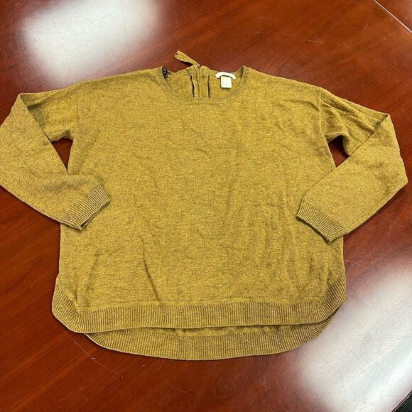 H&M Mustard & Brown Marled Knit Back Zipper Sweater sz S EUC - Picture 1 of 5